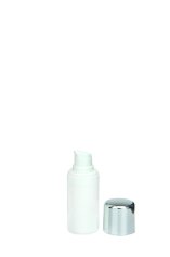 15 ml Airless Spender - Primo - weiß, Kappe silber