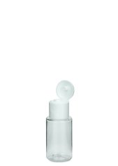 20 ml PET-Flasche transparent, Ø 26,5 mm, Klappverschluss weiß