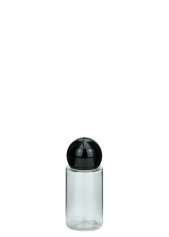 20 ml PET-Flasche transparent, Ø 26,5 mm, Kugelverschluss schwarz