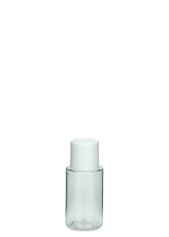 20 ml PET-Flasche transparent, Ø 26,5 mm, Schraubverschluss (Mini-Gewinde) weiß