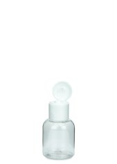 25 ml PET-Flasche transparent, Ø 32,3 mm, Klappverschluss weiß