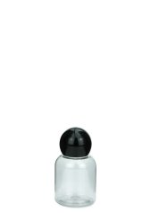 25 ml PET-Flasche transparent, Ø 32,3 mm, Kugelverschluss schwarz