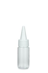 30 ml PETG-Dosierflasche transparent, Ø 29,5 mm, Schraubkappe weiß