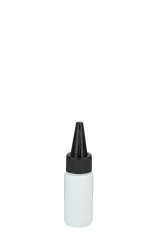 30 ml PETG-Dosierflasche weiß, Ø 29,5 mm, Schraubkappe schwarz