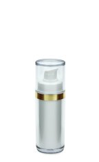 30 ml Airless Spender - Lusso - weiß, Kopf weiß/gold, Kappe klar