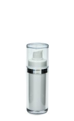30 ml Airless Spender - Lusso - weiß, Kopf weiß/silber, Kappe klar