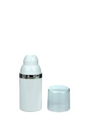 30 ml Airless Spender - Medio - weiß, Kopf weiß/silber, Kappe klar - Self Closing
