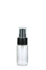 30 ml PETG-Flasche transparent, Ø 29,5 mm, Lotionpumpe schwarz