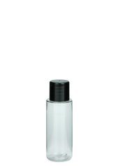 30 ml PET-Flasche transparent, Ø 26,5 mm, Schraubverschluss (Mini-Gewinde) schwarz