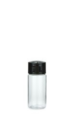 30 ml PETG-Flasche transparent, Ø 29,5 mm, Schraubverschluss schwarz