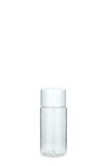 30 ml PETG-Flasche transparent, Ø 29,5 mm, Schraubverschluss mit Spritzeinsatz weiß