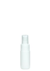 30 ml PETG-Flasche weiß, Ø 29,5 mm, Sprühzerstäuber weiß, geriffelt