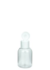 35 ml PET-Flasche transparent, Ø 34,0 mm, Klappverschluss weiß