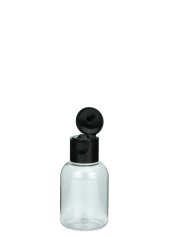 35 ml PET-Flasche transparent, Ø 34,0 mm, Klappverschluss schwarz
