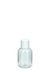 35 ml PET-Flasche transparent, Ø 34,0 mm, Schraubverschluss (Mini-Gewinde) weiß