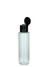 40 ml PET-Flasche transparent, Ø 26,3 mm, Klappverschluss schwarz