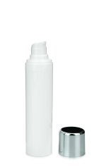 40 ml Airless Spender - Primo - weiß, Kappe Silber