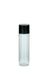 40 ml PET-Flasche transparent, Ø 26,3 mm, doppelwandiger Verschluss, kantig schwarz