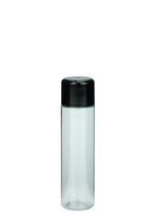 40 ml PET-Flasche transparent, Ø 26,3 mm, doppelwandiger Verschluss, soft schwarz