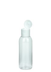 50 ml PET-Flasche transparent, Ø 31,5 mm, Klappverschluss weiß