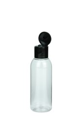 50 ml PET-Flasche transparent, Ø 31,5 mm, Klappverschluss schwarz