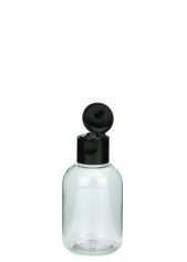 50 ml PET-Flasche transparent, Ø 37,8 mm, Klappverschluss schwarz