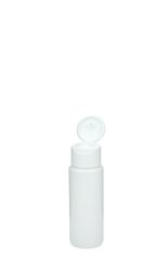 50 ml PETG-Flasche weiß, Ø 32,0 mm, Klappverschluss, Softline matt weiß