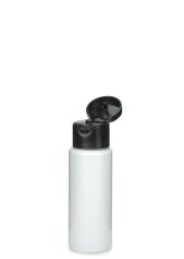 50 ml PETG-Flasche weiß, Ø 32,0 mm, Klappverschluss schwarz