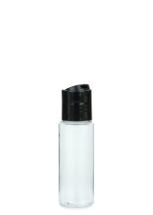 50 ml PETG-Flasche transparent, Ø 32,0 mm, Disc-Top-Verschluss schwarz