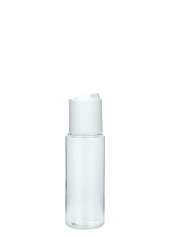 50 ml PETG-Flasche transparent, Ø 32,0 mm, Disc-Top-Verschluss weiß