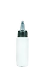 50 ml PETG-Dosierflasche weiß, Ø 32,0 mm, On/Off-Verschluss (schwarz/transparent)