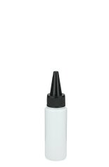 50 ml PETG-Dosierflasche weiß, Ø 32,0 mm, Schraubkappe schwarz