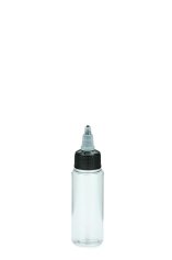 50 ml PETG-Dosierflasche transparent, Ø 32,0 mm, On/Off-Verschluss (schwarz/transparent)