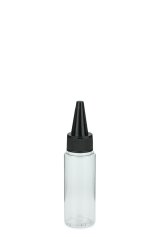 50 ml PETG-Dosierflasche transparent, Ø 32,0 mm, Schraubkappe schwarz