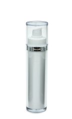 50 ml Airless Spender - Lusso - weiß, Kopf weiß/silber, Kappe klar