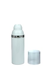 50 ml Airless Spender - Medio - weiß, Kopf weiß/silber, Kappe klar - Self Closing