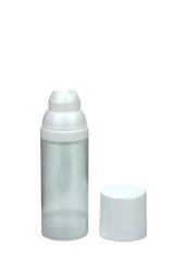 50 ml Airless Spender - Medio - klar, Kopf weiß, Kappe weiß - Self Closing