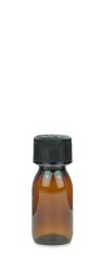 50 ml PET-Laborflasche KISI braun, Ø 38,0 mm, Verschluss schwarz