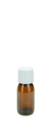 50 ml PET-Laborflasche Ausgießer braun, Ø 38,0 mm, Verschluss weiß