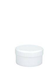 50 ml PP-Cremetiegel weiß, flach – Deckel weiß