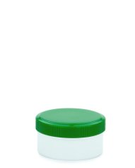 50 ml PP-Cremetiegel weiß, flach – Deckel grün
