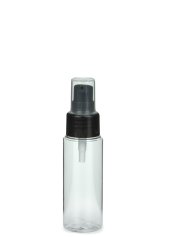 50 ml PETG-Flasche transparent, Ø 32,0 mm, Lotionpumpe schwarz