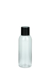 50 ml PET-Flasche transparent, Ø 31,5 mm, Schraubverschluss (Mini-Gewinde) schwarz