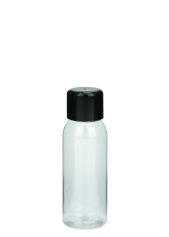 50 ml PET-Flasche transparent, Ø 31,5 mm, doppelwandiger Verschluss, soft schwarz