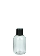 50 ml PET-Flasche transparent, Ø 37,8 mm, Schraubverschluss (Mini-Gewinde) schwarz