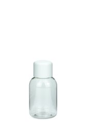 50 ml PET-Flasche transparent, Ø 37,8 mm, doppelwandiger Verschluss, soft weiß