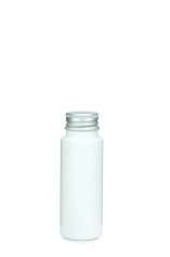 50 ml PETG-Flasche weiß, Ø 32,0 mm, Alu-Schraubkappe weiß
