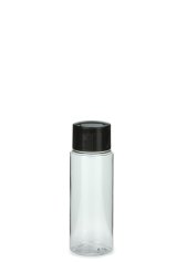 50 ml PETG-Flasche transparent, Ø 32,0 mm, Schraubverschluss schwarz