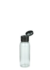 60 ml PET-Flasche transparent, Ø 34,3 mm, Klappverschluss schwarz