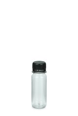 60 ml PET-Lebensmittelflasche transparent, Ø 34,0 mm, Verschluss schwarz